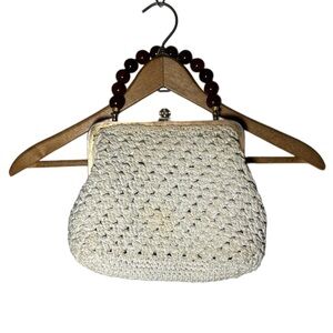 Vintage 60s Cream Crochet Purse